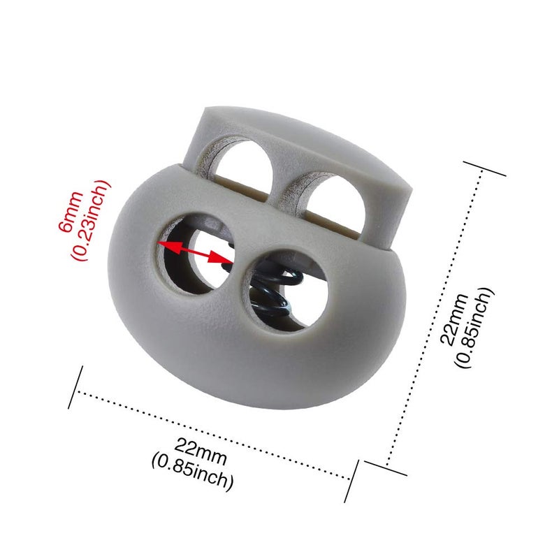 DYZD Plastic Cord Lock End Toggle Double Hole Spring Stopper Fastener Slider Toggles End (Grey 10PCS) - Image 2